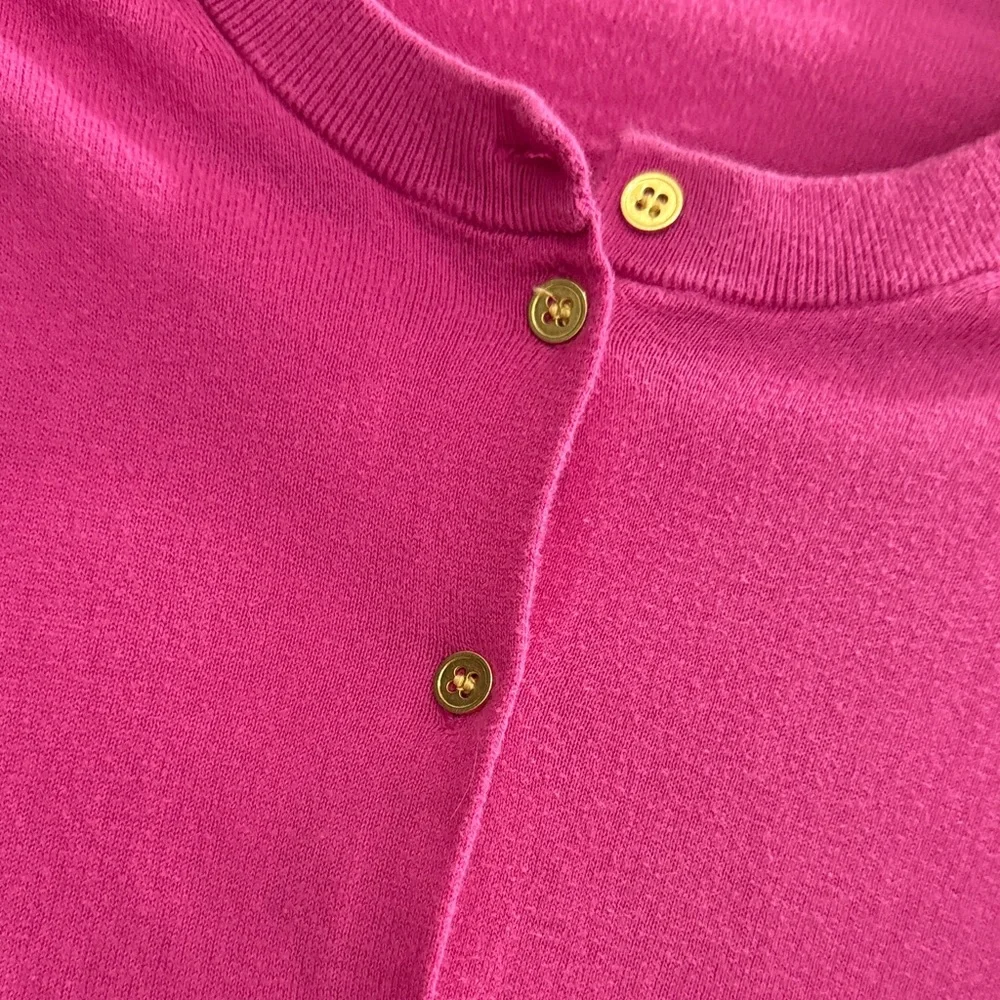 J.Crew Magenta Button-Up Cardigan with Gold Buttons - Women’s Size Large